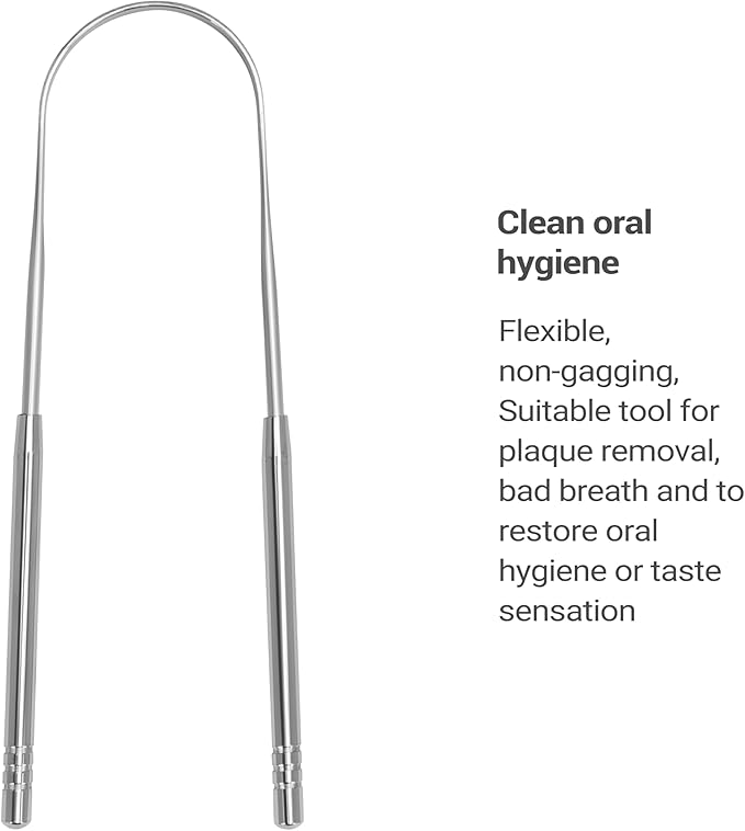 Stainless Steel Tongue Scraper Set, 2 Pack with Travel Cases, Reduce Bad Breath, Metal Tongue Scraper, Tongue Cleaner, Tongue Scraper, Tongue Cleaner for Adults