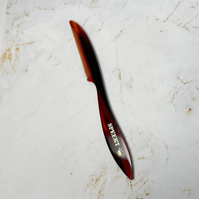 #95 Handmade Narrow Tooth Mustache Beard Comb Small Tortoise Havana Acetate Thick Coarse Fine Short Pocket Sized Facial Hair Grooming Tangle Free Beard Straightener Growth Care Styling Wet Comb