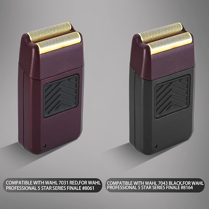 2 pcs Professional 5 Star Series Finale Shaver Shaper Replacement Super Close Gold Foil and Cutter Bar Assembly Compatible with Wahl Shaver Foil Model 7043-100,7031-100(Red)