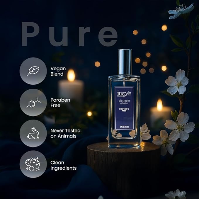 Instyle Fragrances Platinum Collection Nectar’s Kiss, Inspired by C.hanel's Chan.ce Eau Ten.dre, Premium Women’s Eau de Parfum, CLEAN, Vegan, Paraben-Free, Never Tested on Animals, 3.4 Fluid Ounces