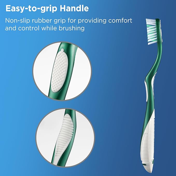 Medium Toothbrushes for Adults, Cross Bristles, 6 Count