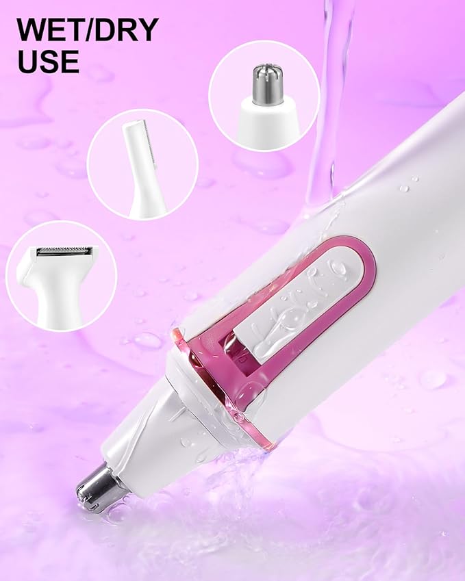 AREYZIN Ear and Nose Hair Trimmer for Men and Women Professional USB Rechargeable Kit IPX7 Waterproof Dual Edge Blades (White)
