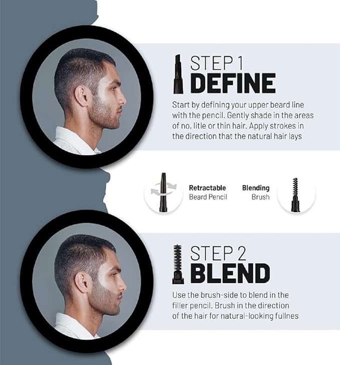 VOID Homme Beard Filler Pencil - Light Brown, Set of 4 - Instant, Waterproof Liner for Natural-Looking Beard Filling
