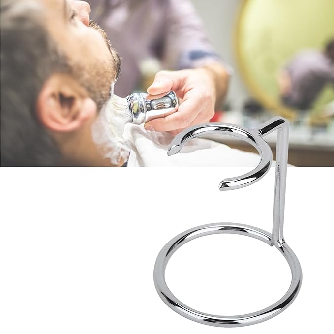 Shaving Brush Stand, Shave Brush Stand, Shaving Stand Artistic Lightweight Stainless Steel Silver Shaving Brush Holder Safety Brush Kit Suitable for Men