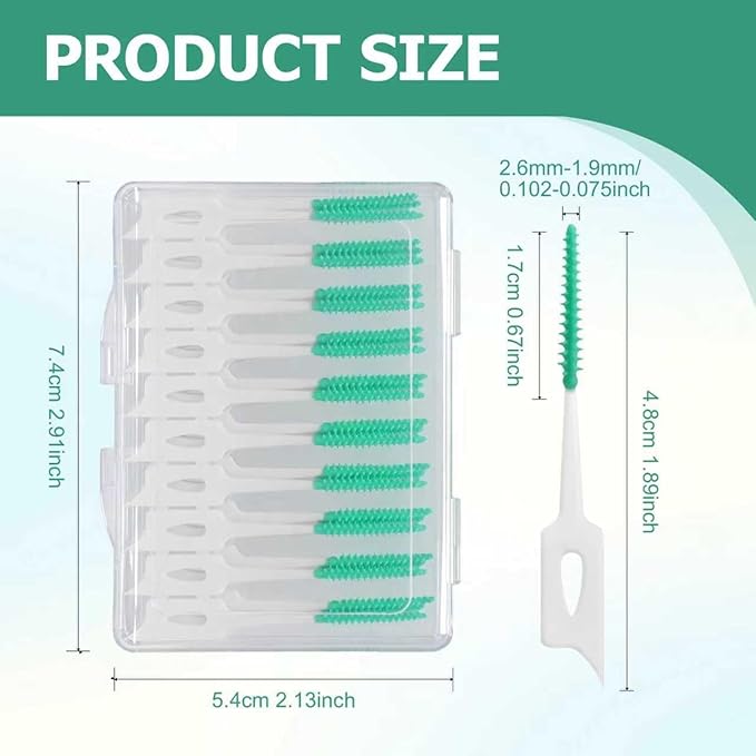 480 Pcs Dental Floss Picks, Soft Silicone Tooth Picks Flossers, Interdental Brushes with Case, Soft Dental Floss Picks for Teeth Cleaning, Braces, Bridges, Adult, Plaque Removal (Green)