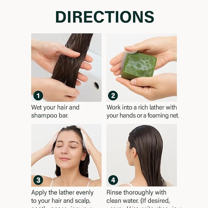 2PCS Herbal Extracts Arborvitae Leaf and Usmal Grass Shampoo Bar, Hair Cleansing Oil Control Hair Growth Shampoo Bar