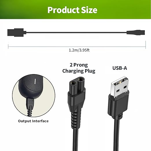 LONNKY USB Charger Cord for MANSCAPED Lawn Mower 3.0/2.0 Electric Trimmer Shaver Razor, Replacement Charging Cord for Manscaping Groin Hair Trimmer, The Weed Whacker Nose and Ear Hair Trimmer