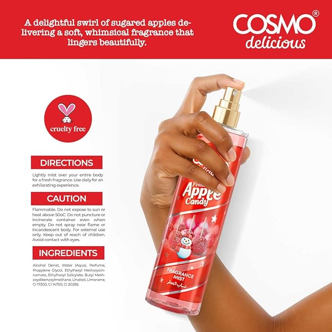 Cosmo Delicious Frosted Apple Candy Fragrance Mist 150ml, Green Apple Perfumes, Sweet Candy & Citrus Zest Scent, Fresh Body Spray, Perfect For Everyday Wear, Long Lasting Perfume For Women & Men