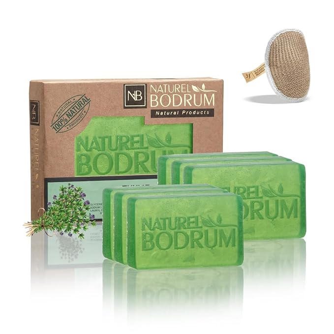 Thyme Organic Soap Bar for Women and Men, Pack of 6 Glycerin Soap Bars - Clarifying Facial & Body Bar Soap for Balanced Oily Skin - Natural & Vegan Spa Gift, for All Skin Types