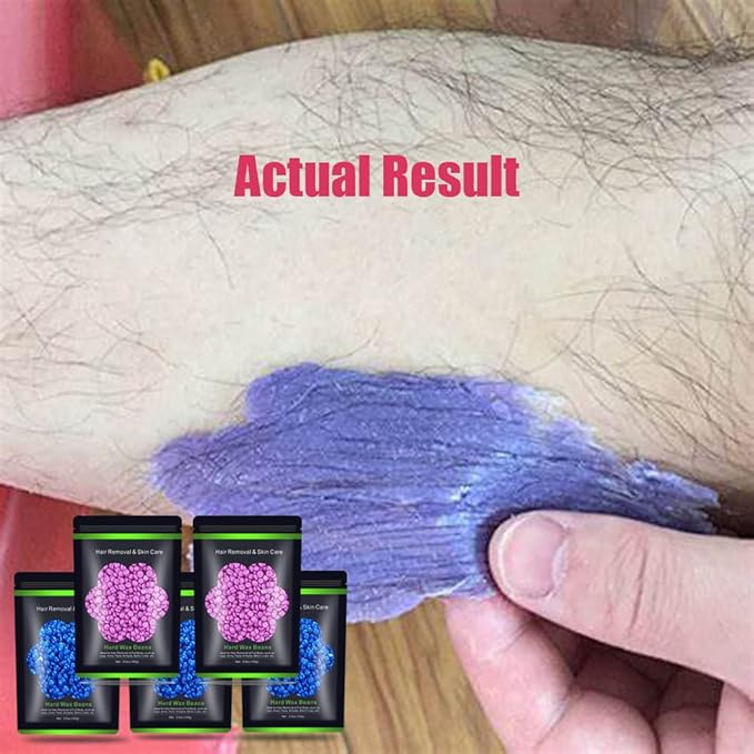Wax Beads for Hair Removal 1.1 lb (17.6 oz), Hard Wax Beads for Sensitive Skin - Brazilian, Face, Bikini, Legs, Eyebrow, Painless Waxing Beads Kit for Women Men, 5 Packs with 10 Wax Sticks