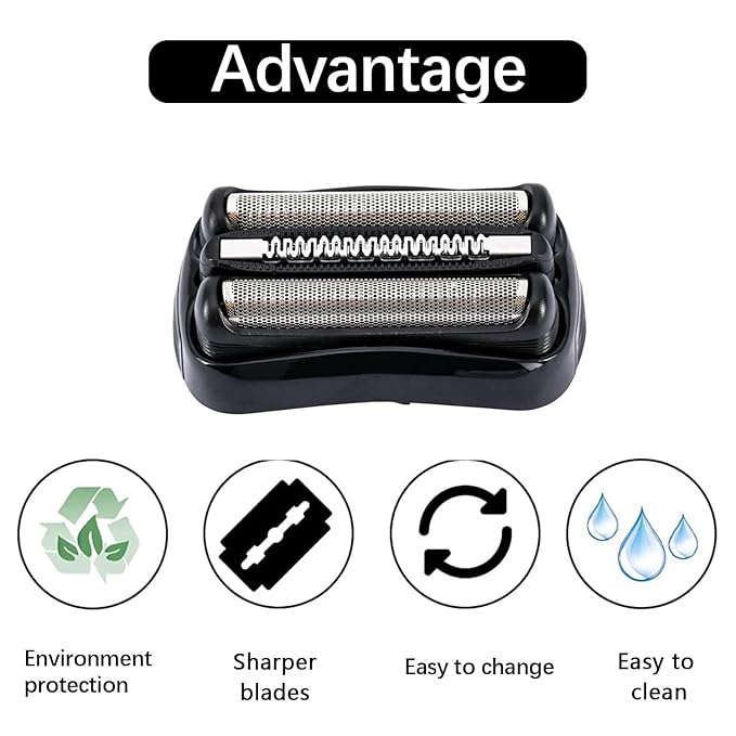 21B Replacement Head Compatible with Braun Series 3, 21B Wet and Dry Replacement Foil and Cutter for Braun Electric Shaver S3, 300s, 310s, 3010s, 3040s, 5409, 340s-4