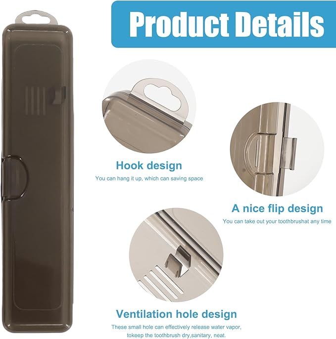 4 PCS Toothbrush Travel Case, Travel Toothbrush Holder, Portable Closed Teethbrush Holders Travel for Traveling, Bathroom, Camping, Business Trip (Gray)