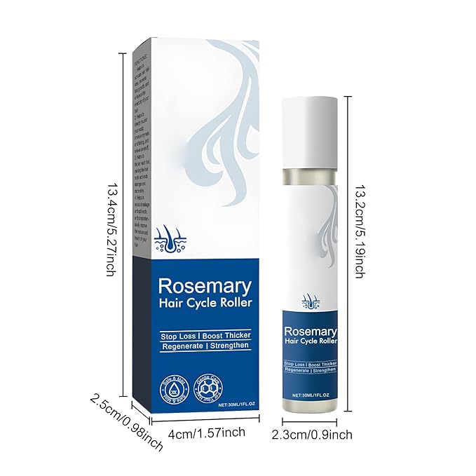 30ml Rosemary Hair Growth Serum Roller - Hair Regrowth Treatment for Thicker & Stronger Hair, Anti-Hair Loss Scalp Care Essence with Ginger & Vitamin E