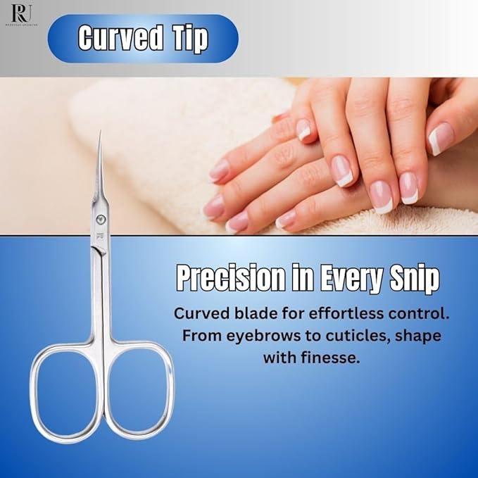 Cuticle Scissors Extra Fine Curved Blade Manicure Scissors for Professional Cuticle Small Scissors for Stainless Steel Sharp Pointed tip Trimming for Eyebrow Eyelash and Dry Skin Grooming scissors.