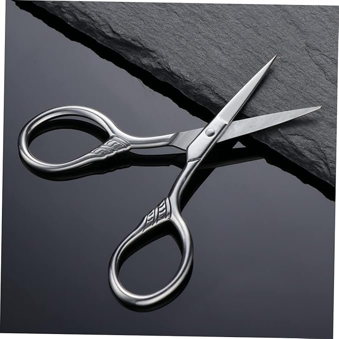 FRCOLOR Stainless Steel Beard Shears for Men Durable Mustache Scissors Precision Facial Hair Trimming Grooming Tool with Rust Resistant Silver