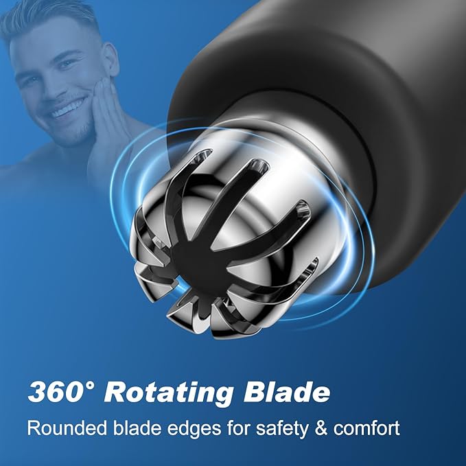 Precision Nose Hair Trimmer – 360° Safe & Efficient Electric Trimming, USB Rechargeable, Waterproof, for Nose, Ear, Eyebrows, and Beard Grooming