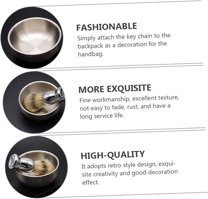 2pcs Stainless Steel Shaving Brush and Soap Bowl Set for Men's Wet Shaving and Lightweight Grooming Tools for Home Travel Use