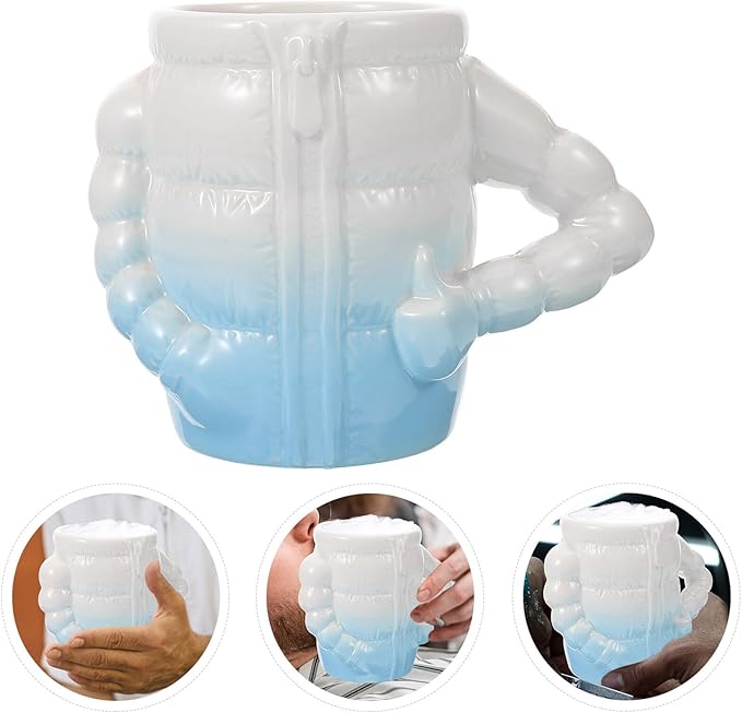 Zerodeko Ceramic Shaving Soap Bowl for Men Blue Household Shave Cup with Fast Lathering Sturdy Shaving Mug Suitable for Daily Grooming