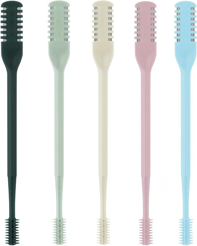 5Pcs 2-in-1 Nasal Hair Cutter, Upgrade Double Sided Nose Hair Trimmer, Portable 360° Rotating Manual Nostril Hairs Remover Tool for Men and Women, 5 Colors