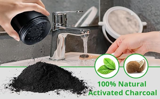 Teeth Whitening Charcoal Powder, Activated Charcoal Tooth Cleaning Powder, Natural Toothpaste Alternative, Oral Care Sets Natural Coconut, Organic and Chemical Free (1)