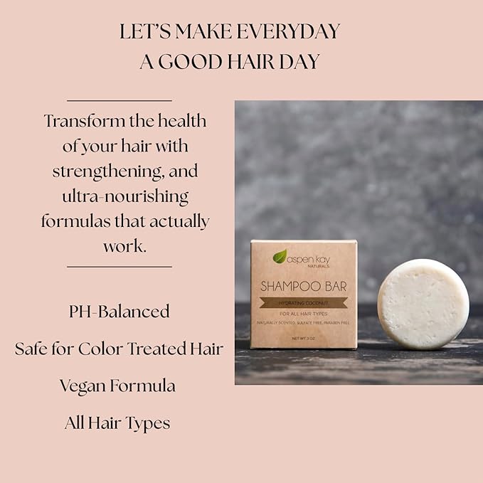 Coconut & Argan Oil Shampoo Bar, Deep Moisturizing for Dry Damaged Hair. Hydrating & Nourishing Solid Shampoo for Curly, Coily & Color Treated Hair, Vegan & Sulfate Free, USA Made. 3 oz.