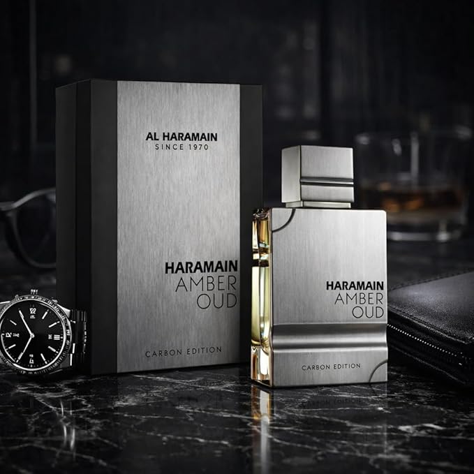 Al Haramain Amber Oud Carbon Edition Eau De Parfum Spray 60ml (2.0 oz) - Long-Lasting Men’s Cologne, Woody Aromatic Arabian Perfume with Premium Arabic Fragrance for Men