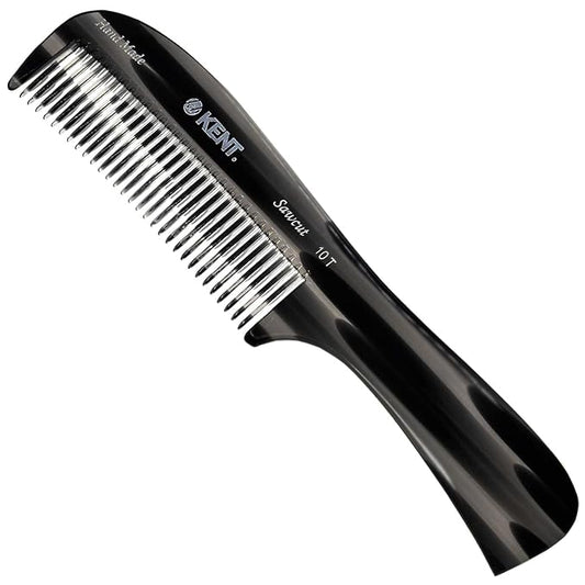 Kent 10T Graphite Large Detangler Comb, Handmade Wide Tooth Comb for Curly and Thick Hair, Detangling Combs For Wet and Dry Hair, Saw-Cut and Hand Polished Handmade in England