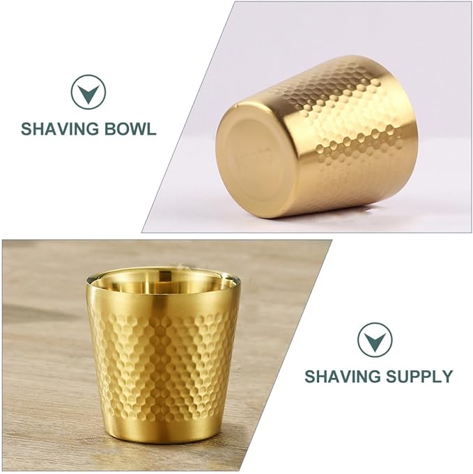 TEHAUX Stainless Steel Shaving Soap Bowl for Men 304 Stainless Steel Shave Cup with Bubble Foam Function Gold Shaving Supply Suitable
