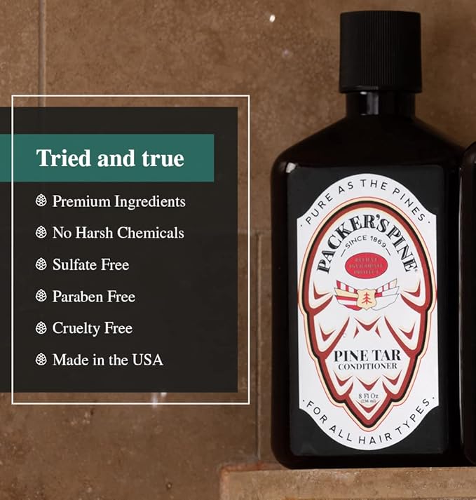 Packer's Pine Tar Conditioner - Natural Men's Psoriasis Aid with Pine Oils, Perfect Companion for Pine Tar Shampoo, 8 fl oz