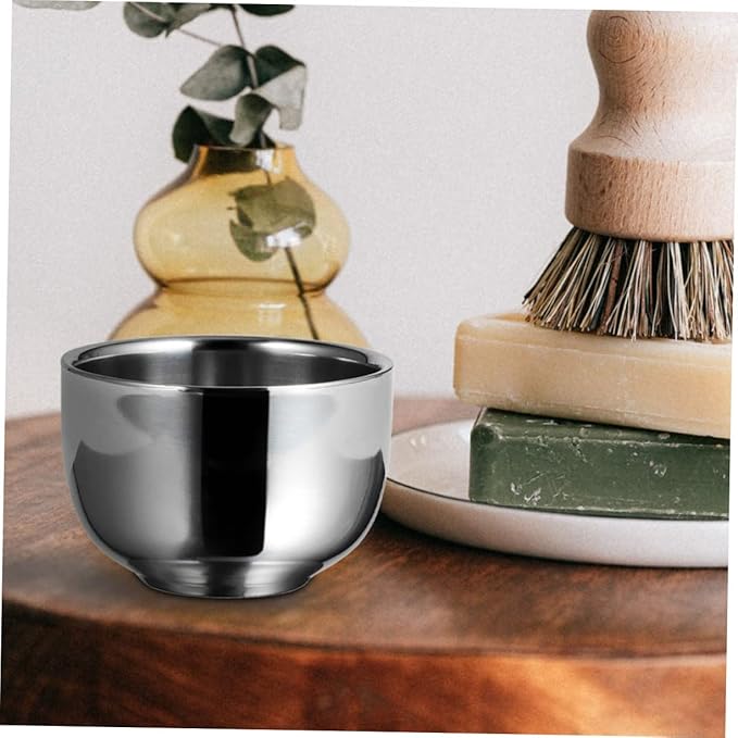 Shaving Bowl for Men Shaving Soap Bowl Cup Polished Stainless Steel Safe for Hands Suitable for Home Use Shop Decor