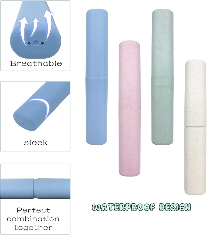 SietDESEO 4 Pack Toothbrush Travel Case, Portable Breathable Toothbrush Holder for Travel, Business, Camping, School