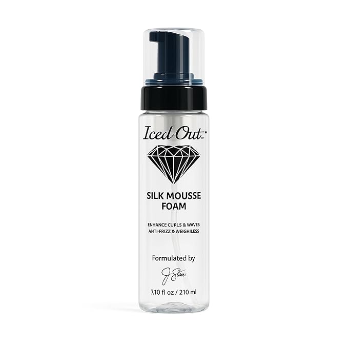 Iced Out Silk Mousse Foam | Volumizing & Curl Enhancing Hair Mousse for Men & Women – Frizz Control, Adds Shine, Long-Lasting Shape & Hold | 7.10 fl oz