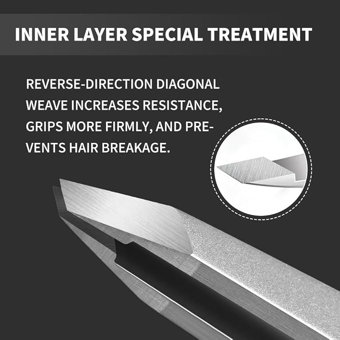 Professional Slant Tweezers for Eyebrows & Facial Hair - Precise Aligned Stainless Steel Remover with Storage Case