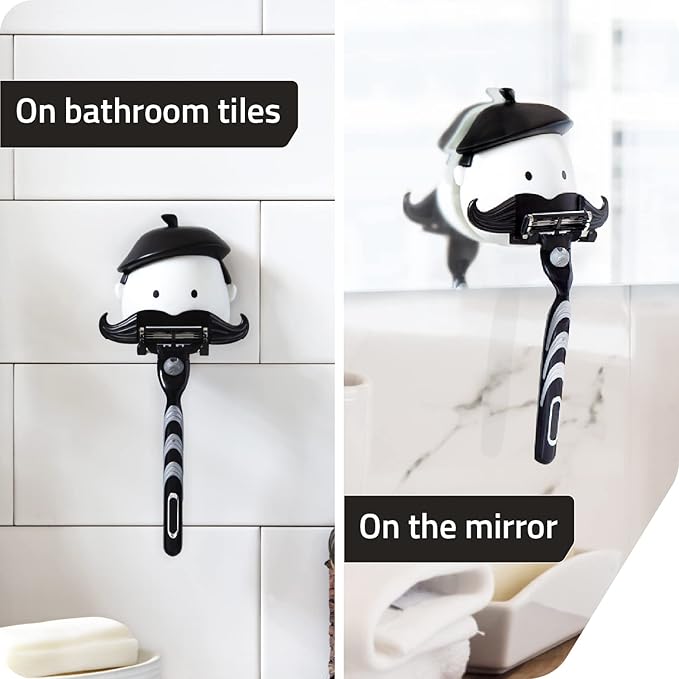 PELEG Design Mr. Razor – Razor Holder Suction Shaving Razor Holder for Shower Bathroom Bath Unique Gifts