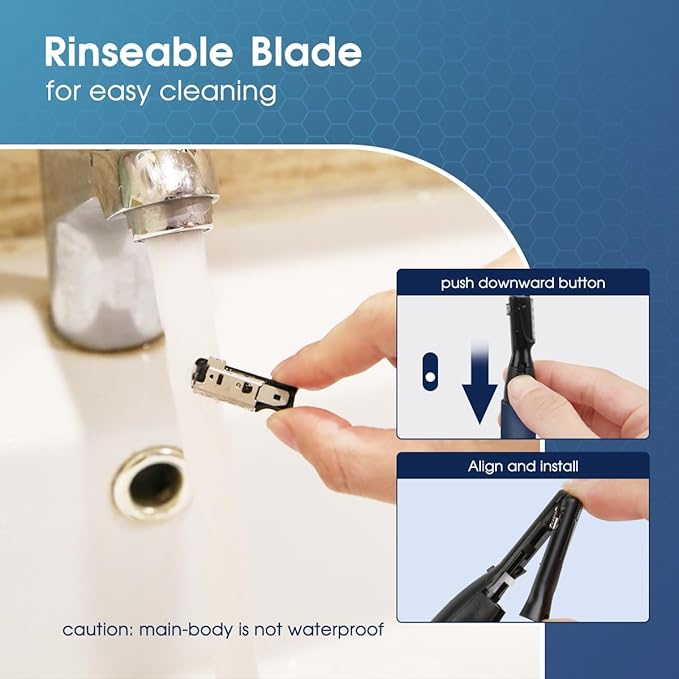 Upgraded Eyebrow Trimmer for Men, Precision Detailer Battery-Operated Eyebrow Razor and Shaper, Electric Facial Hair Trimmer with Comb, Dual-Blade Grooming Tool, No Pulling Sensation