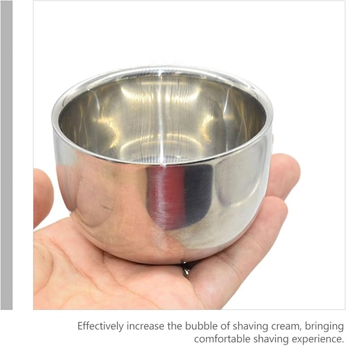 Beaupretty Stainless Steel Shaving Foaming Bowl for Men, Beard Bubble Container with Lathering Function, Household Shaving Soap Bowl for Daily Grooming