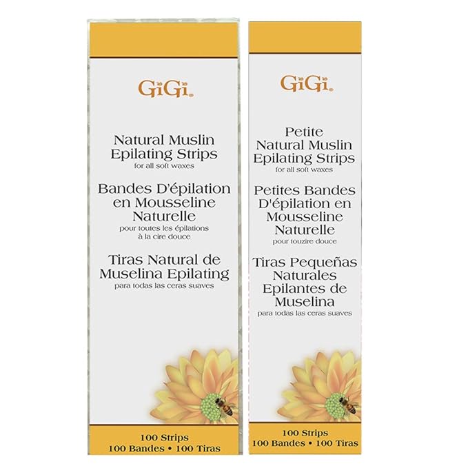 GiGi Waxing Strips for Hair Waxing/Hair Removal, Petite & Small Muslin Strips, 100 Strips each, 2 Pack
