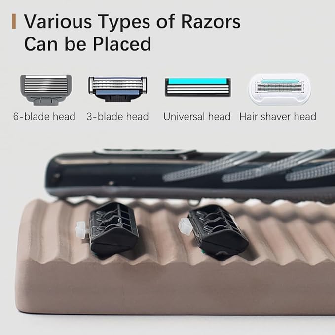 Diatomite Razor Holder for Shower,Water Absorption Fast Drying Natural Diatomite Tray for Razor Soap Shaving Cream Foam Bottle Face Wash (Light grey)
