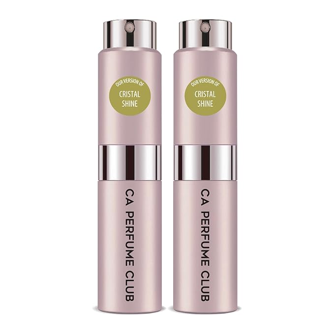 CA Perfume Impression of Cristal Shine for Women Floral Green Scent Long Lasting Perfumes for Women Eau De Parfum Travel Size Refillable Atomizer Spray 0.27 Fl Oz 8ml (Pack of 2)