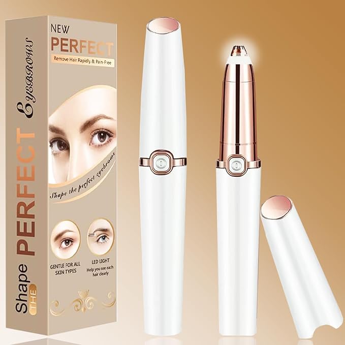 Eyebrow Hair Remover, Upgraded Hair Removal Trimmer, Flawless & Pain-Free Facial Hair Removal for Women & Men, Body Hair Trimmer Personal Groomers for Upper Lips/Nose/Eyebrow/arms/Legs (Pearl White)