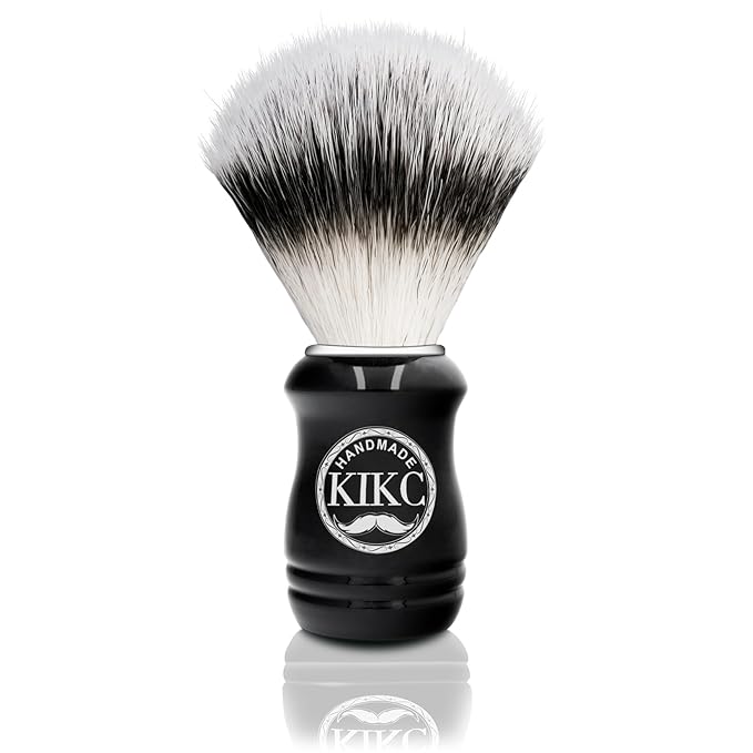 Hand Crafted Shaving Brush for Vegans, Synthetic Hair Bristle for Wet Shave, Comfortable ABS Handle Black Color, Best Gift for Bearded Man