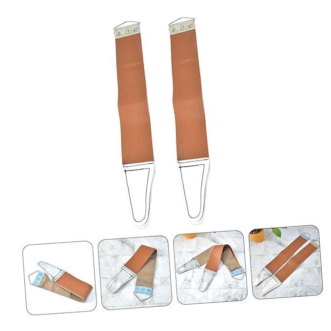 Razor Strop 2pcs Sharpening Straps Double-sided Razor Strop Manual for Home Barber Random