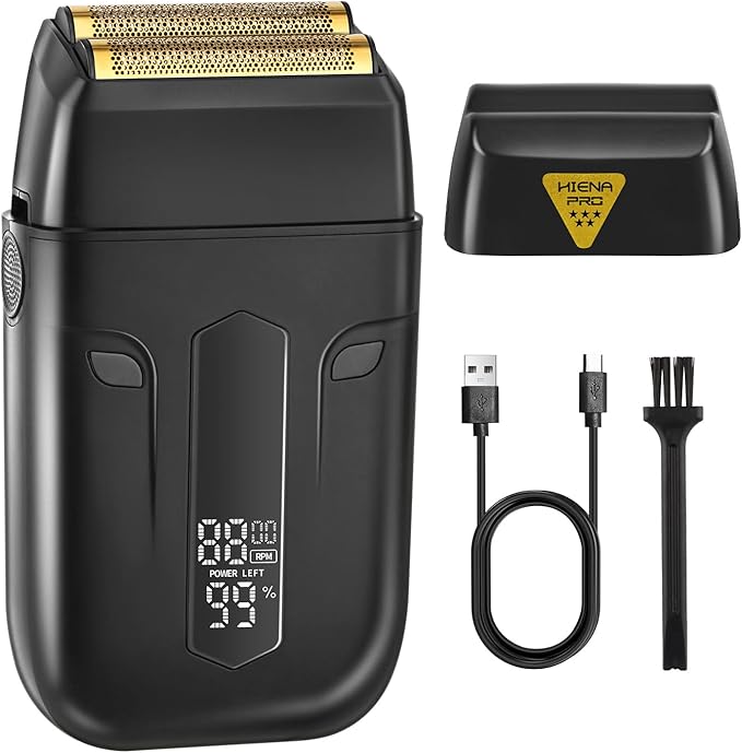 HIENA PRO Professional Reciprocating Electric Shaver for Men, Cordless Beard Trimmer & Bald Head Precision Trimmer, Foil Shaving and Men's Facial Grooming Tool with LED, Gifts for Men