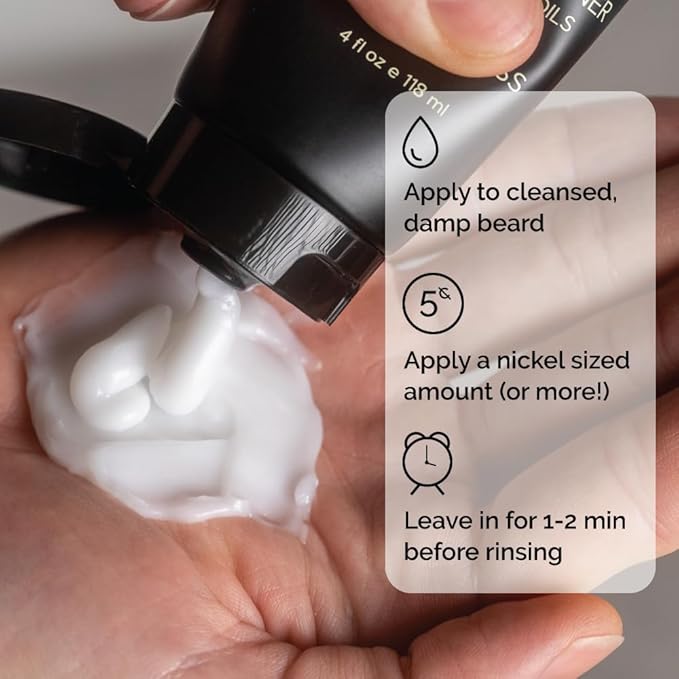 ZEUS Italian Cypress Beard Conditioner Wash with Essential Oils for Men, Deep Cleansing Hydration for Softer Facial Hair with Avocado, Aloe Vera & Jojoba Oil (Made in USA) 4 oz.