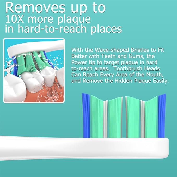 Replacement Heads Compatible with Sonicare Toothbrush, Replacement Brush Head for Philips Sonicare Electric Toothbrush 4100 5100 6100 9900 C2 W3 and More Click-on Handles 12 White