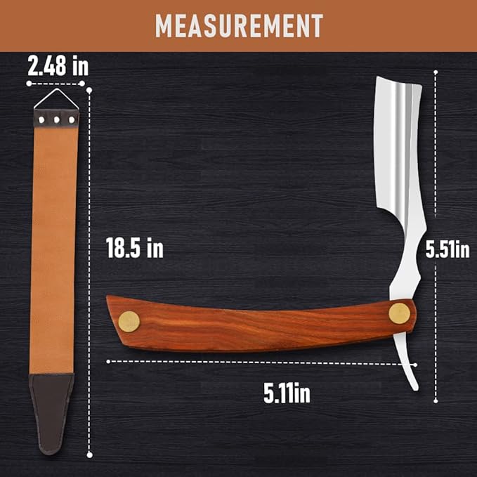Straight Razor With Strope - Professional Straight Edge Barber Premium Stainless Steel Shaver With Shaving Strop for Men Home & Salon Grooming Using (NO.150)