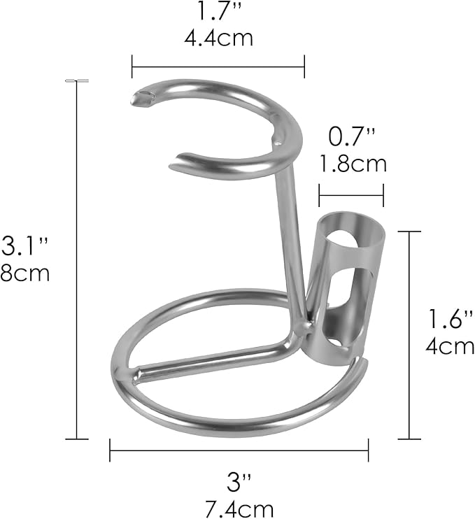 Linkidea Stainless Steel Razor Stand, Men's Grooming Holder for Short Brush, Bathroom Accessories Compatible with Merkur 34HD, 23 C, Henson Shaving AL 13, Vikings Blade (Silver)