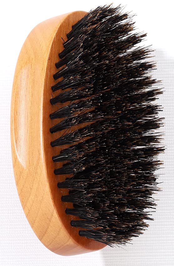 PERFEHAIR Boar Bristle Beard Brush for Men, Firm Bristles Wood Hair Comb for Mustache, Thin, Short Hair - Military Style