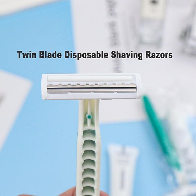 Disposable Razors in Bulk Pack of 30,Green Disposable Shaving Razors Individual Wrapped Twin Blade Bulk Disposable Razors with Clear Cap and 10g Shaving Cream for Homeless,Hotel,Travel,Charity,Shelter