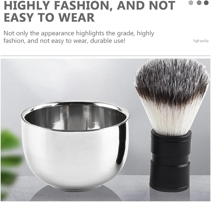 Beaupretty Stainless Steel Shaving Foaming Bowl for Men, Beard Bubble Container with Lathering Function, Household Shaving Soap Bowl for Daily Grooming
